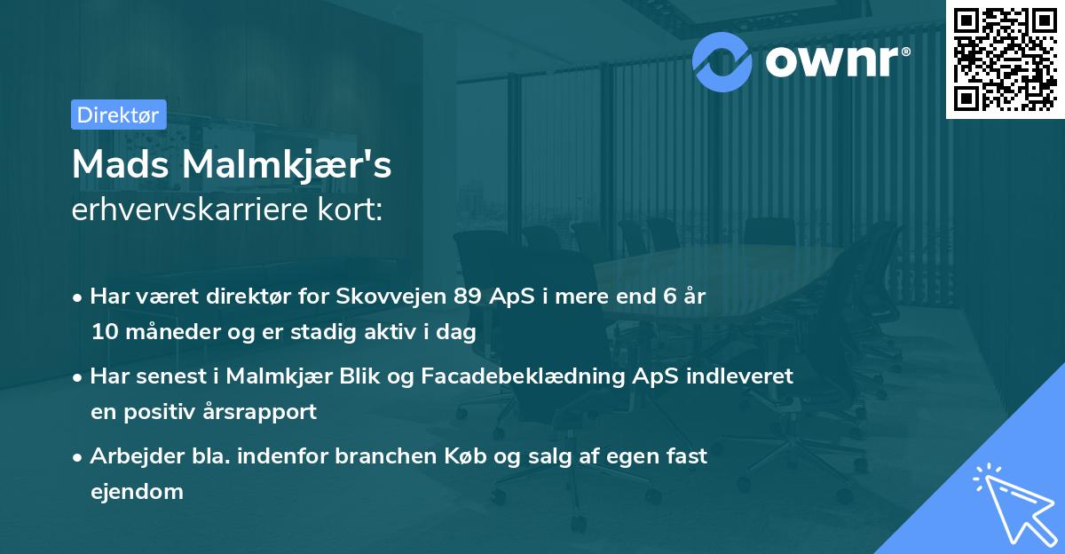 Mads Malmkjær's erhvervskarriere kort