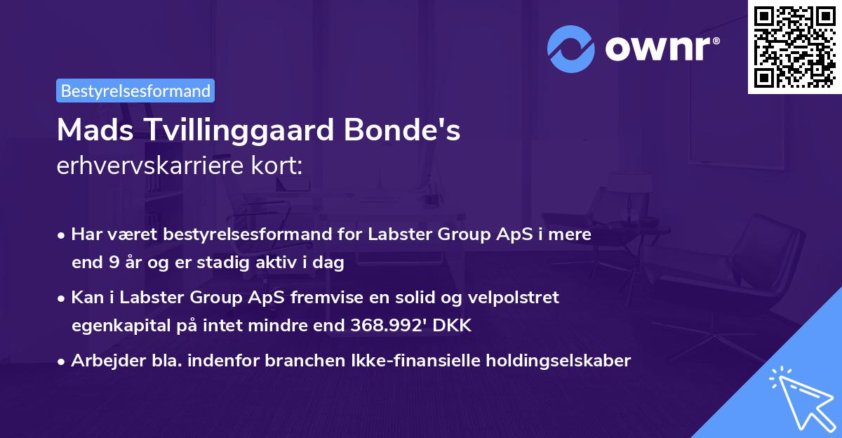 Mads Tvillinggaard Bonde's erhvervskarriere kort