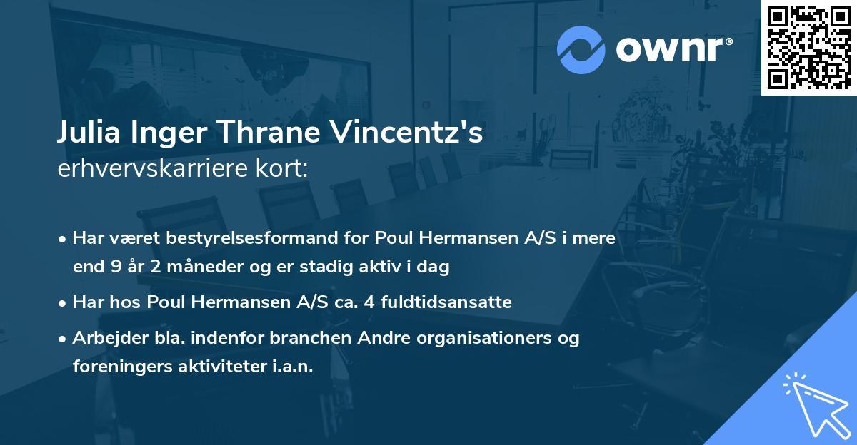 Julia Inger Thrane Vincentz's erhvervskarriere kort