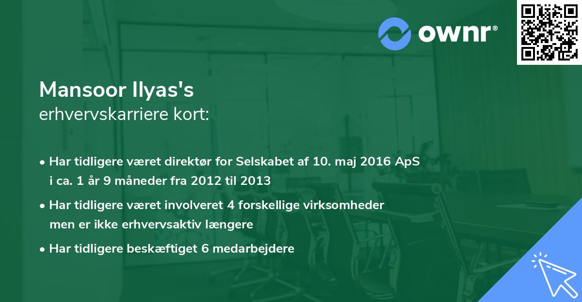 Mansoor Ilyas's erhvervskarriere kort