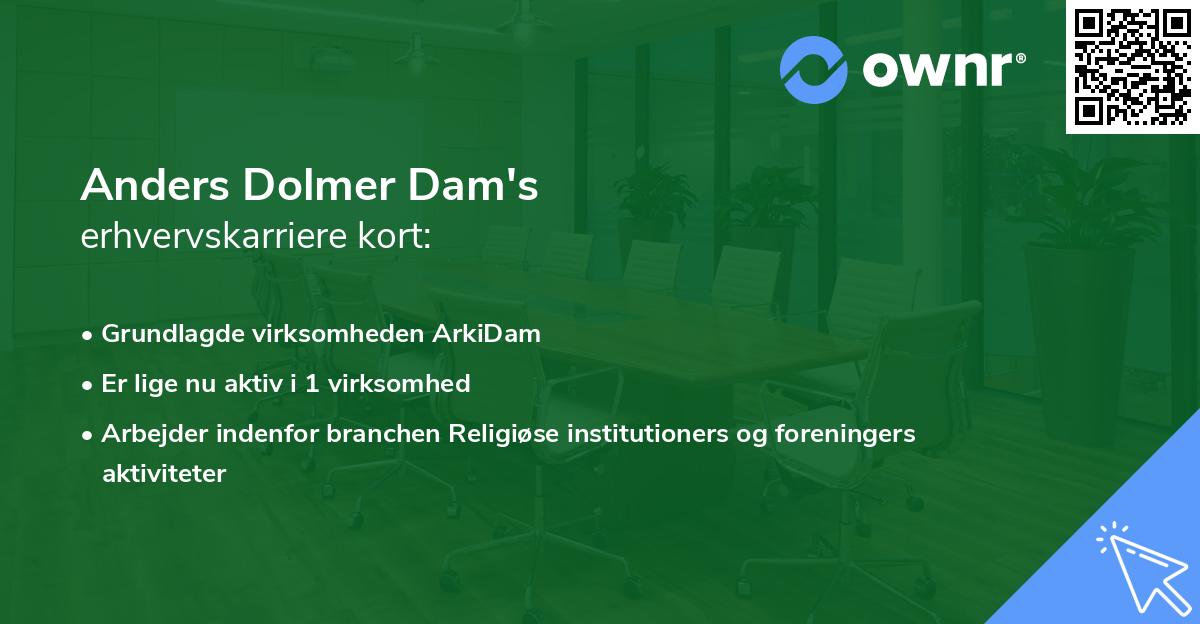 Anders Dolmer Dam's erhvervskarriere kort