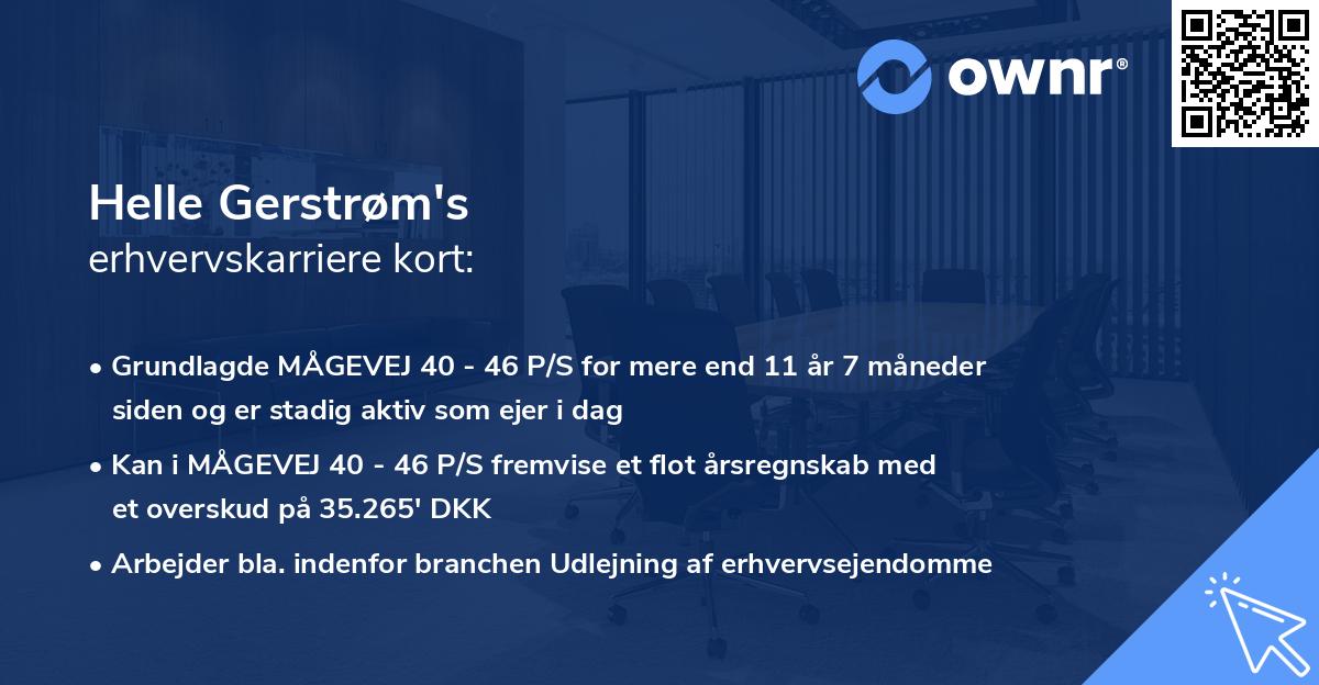 Helle Gerstrøm's erhvervskarriere kort