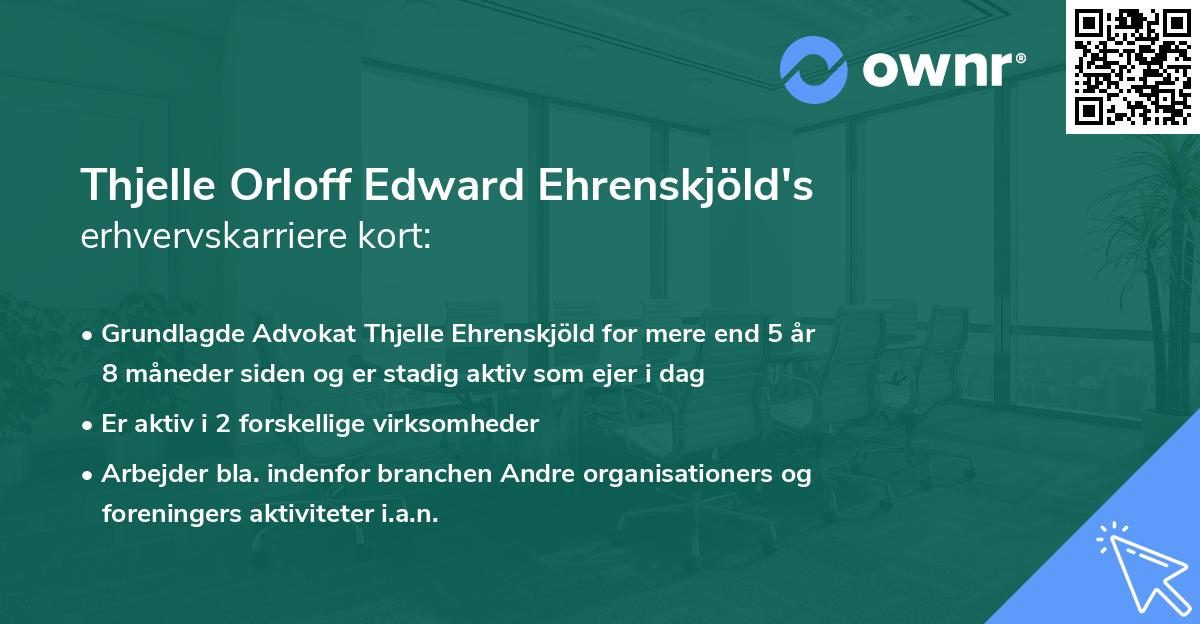 Thjelle Orloff Edward Ehrenskjöld's erhvervskarriere kort