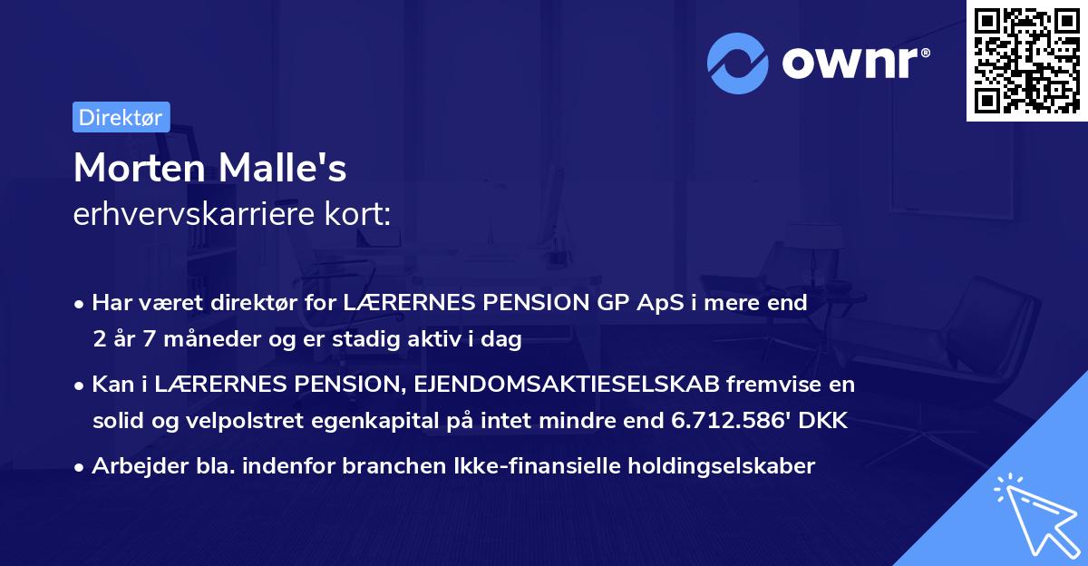 Morten Malle's erhvervskarriere kort