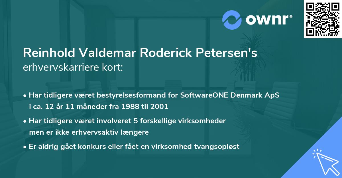 Reinhold Valdemar Roderick Petersen's erhvervskarriere kort