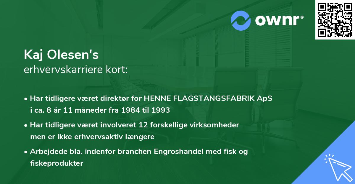Kaj Olesen's erhvervskarriere kort