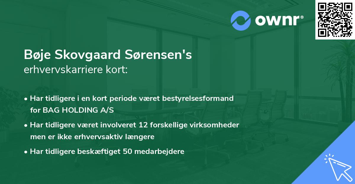 Bøje Skovgaard Sørensen's erhvervskarriere kort
