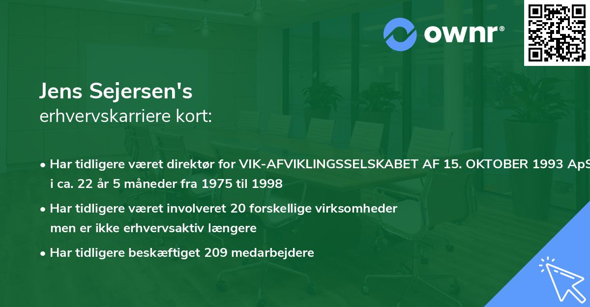 Jens Sejersen's erhvervskarriere kort
