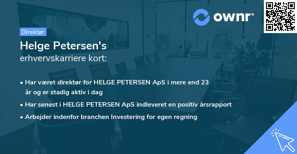 Helge Petersen's erhvervskarriere kort