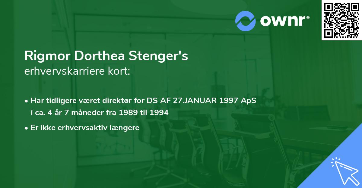 Rigmor Dorthea Stenger's erhvervskarriere kort