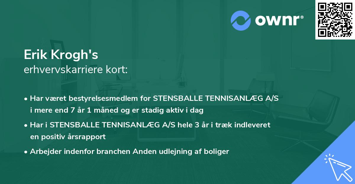 Erik Krogh's erhvervskarriere kort