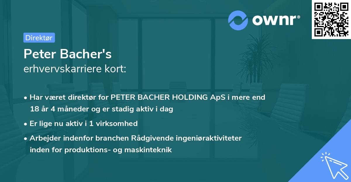 Peter Bacher's erhvervskarriere kort