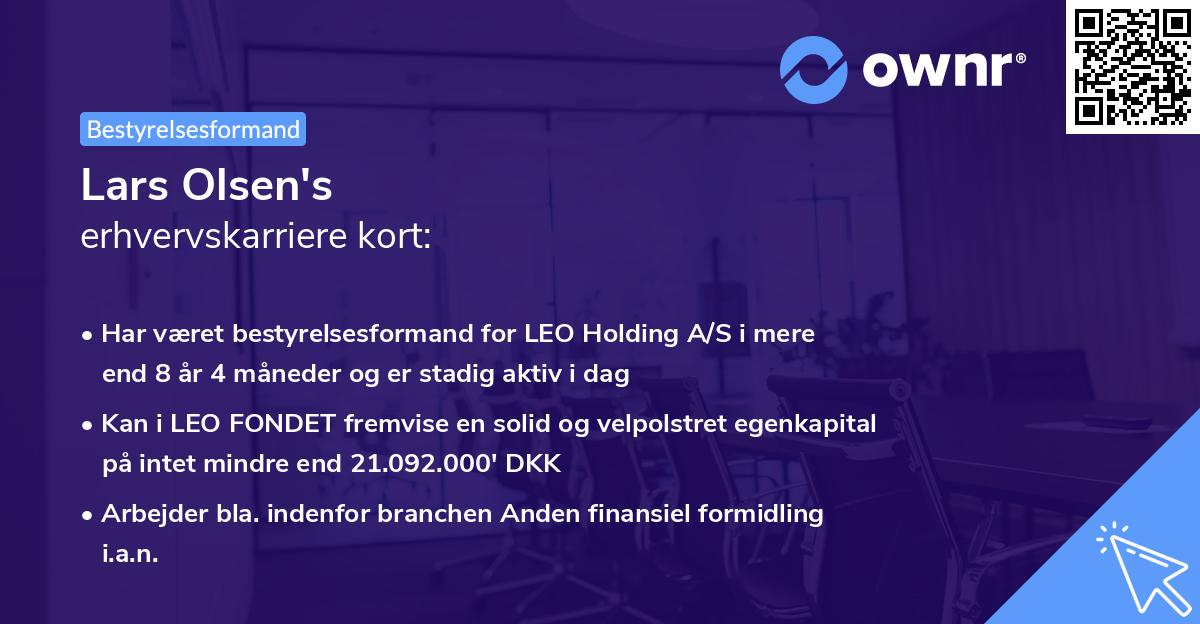 Lars Olsen's erhvervskarriere kort