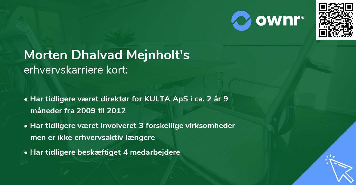 Morten Dhalvad Mejnholt's erhvervskarriere kort