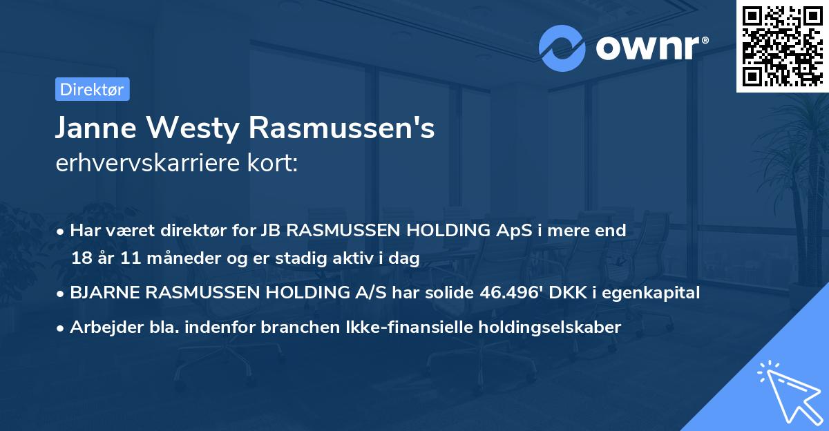 Janne Westy Rasmussen's erhvervskarriere kort