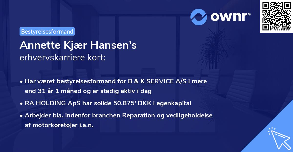 Annette Kjær Hansen's erhvervskarriere kort