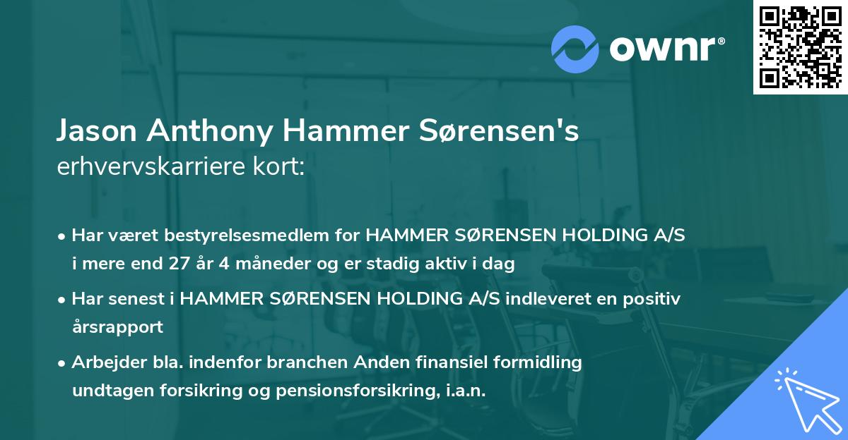 Jason Anthony Hammer Sørensen's erhvervskarriere kort