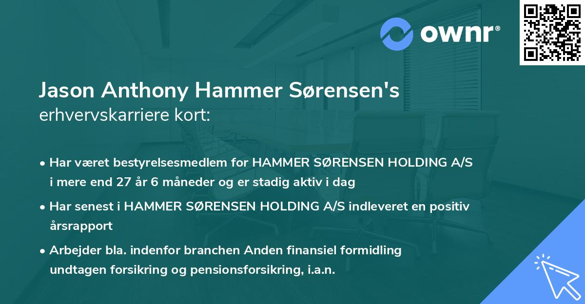 Jason Anthony Hammer Sørensen's erhvervskarriere kort