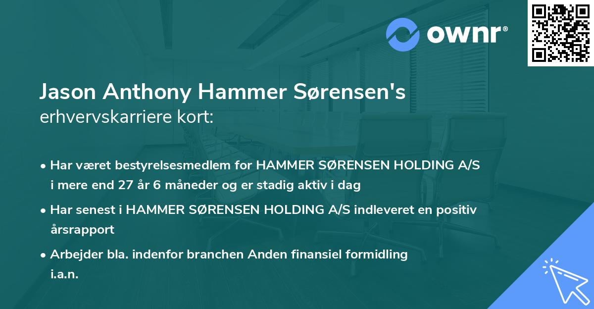 Jason Anthony Hammer Sørensen's erhvervskarriere kort