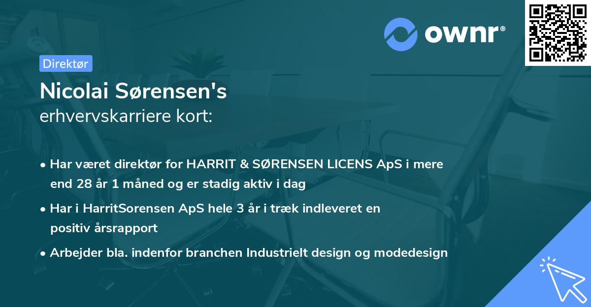 Nicolai Sørensen's erhvervskarriere kort