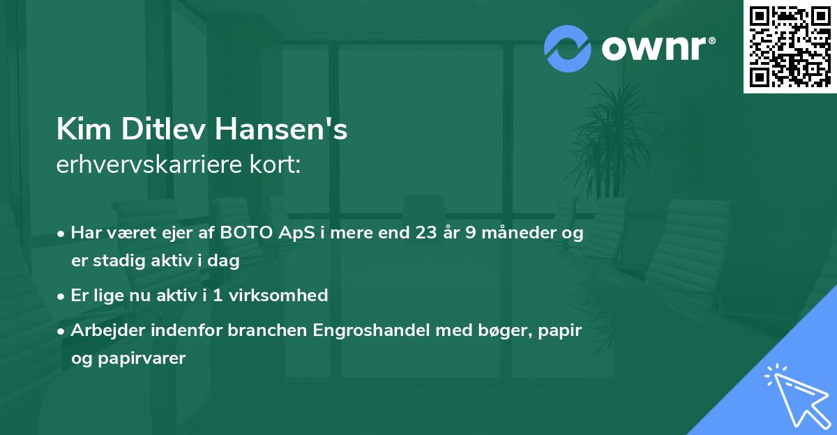 Kim Ditlev Hansen's erhvervskarriere kort