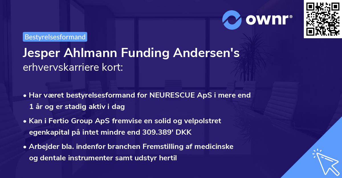Jesper Ahlmann Funding Andersen's erhvervskarriere kort