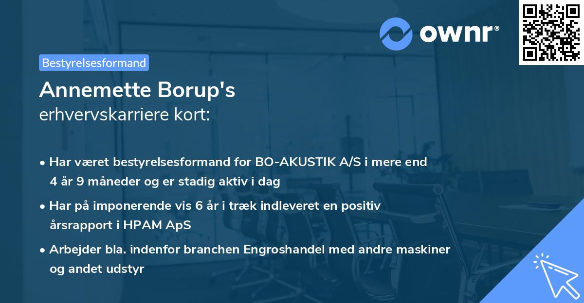 Annemette Borup's erhvervskarriere kort
