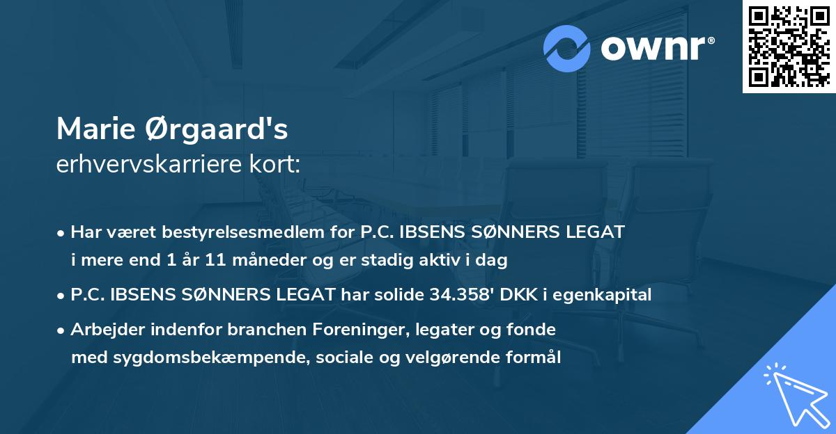 Marie Ørgaard's erhvervskarriere kort