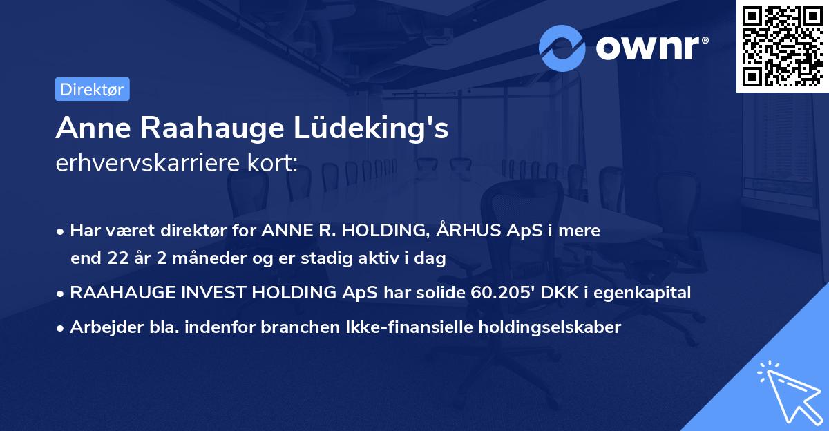 Anne Raahauge Lüdeking's erhvervskarriere kort