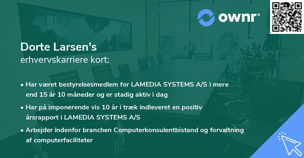 Dorte Larsen's erhvervskarriere kort