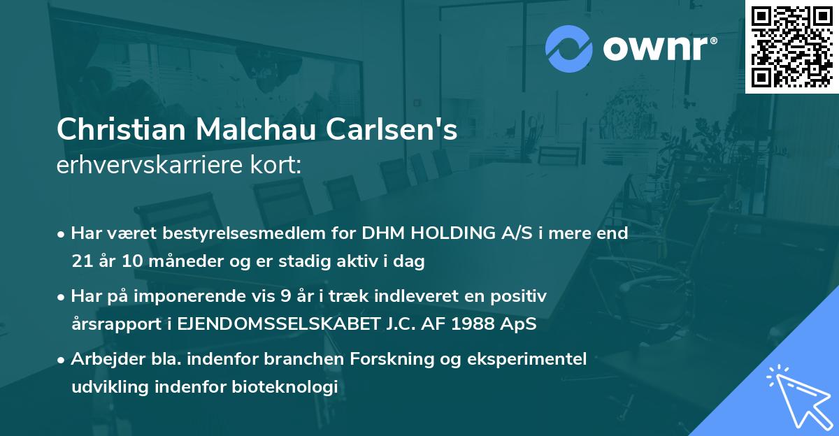 Christian Malchau Carlsen's erhvervskarriere kort