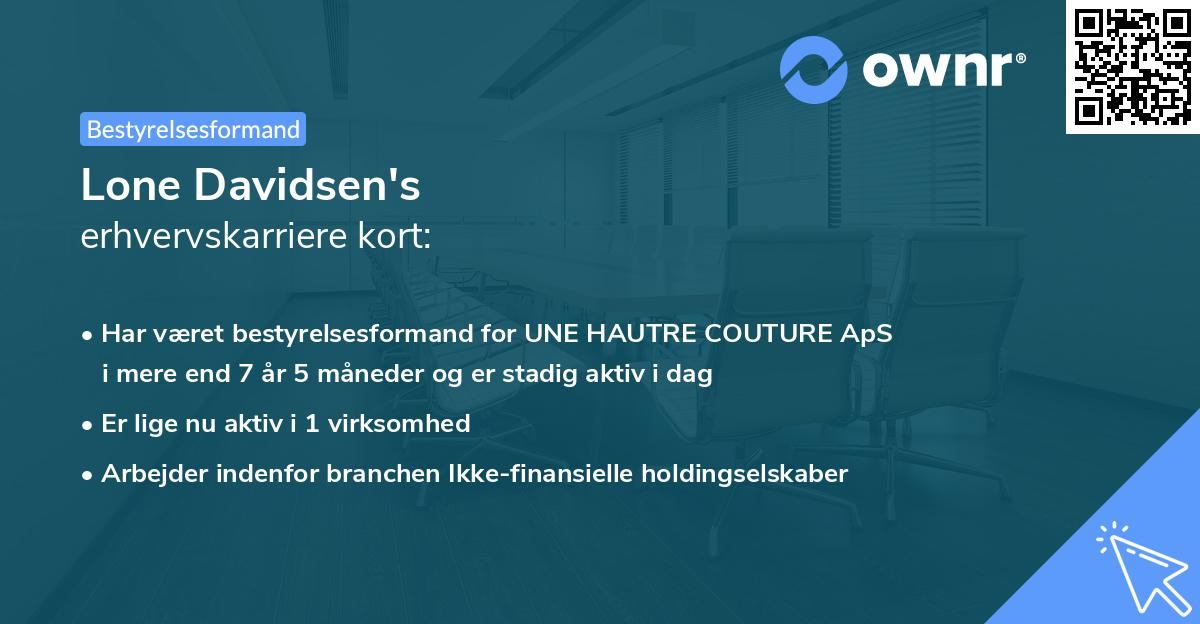 Lone Davidsen's erhvervskarriere kort