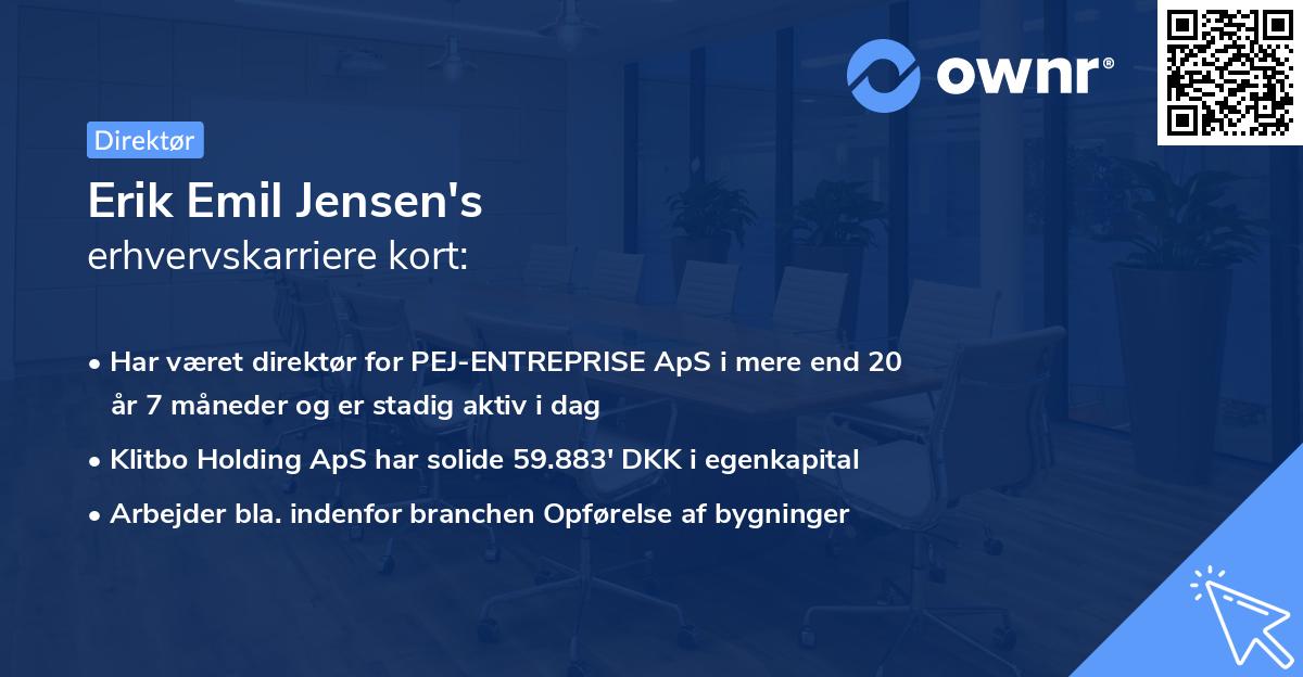 Erik Emil Jensen's erhvervskarriere kort