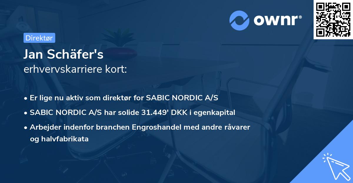 Jan Schäfer's erhvervskarriere kort