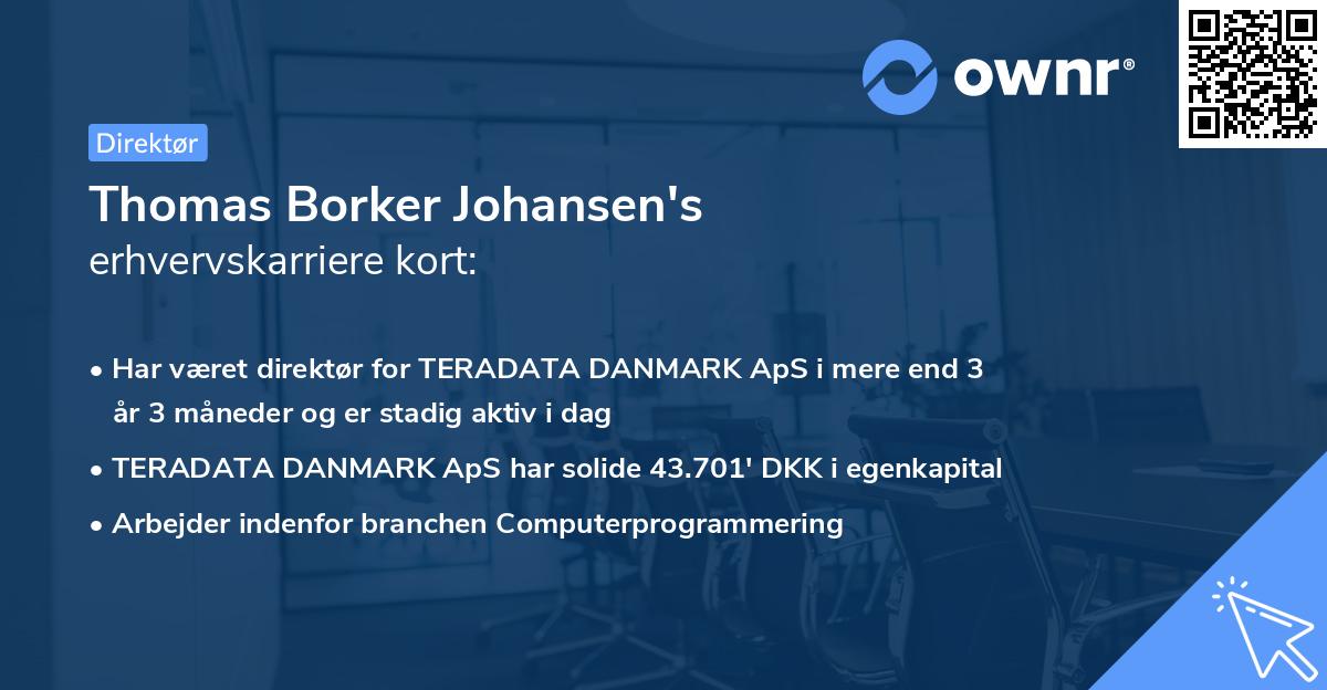 Thomas Borker Johansen's erhvervskarriere kort