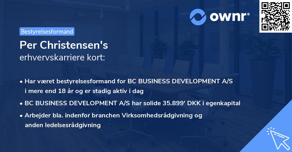 Per Christensen's erhvervskarriere kort