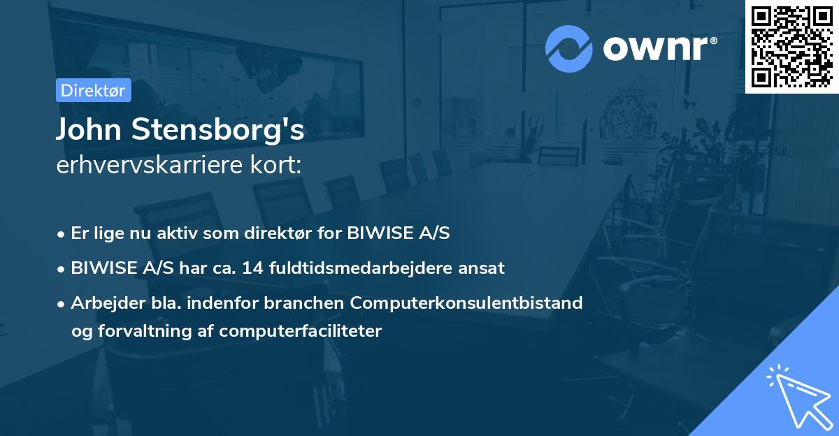 John Stensborg's erhvervskarriere kort