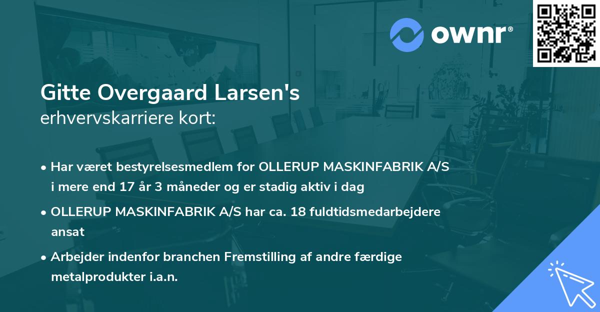 Gitte Overgaard Larsen's erhvervskarriere kort