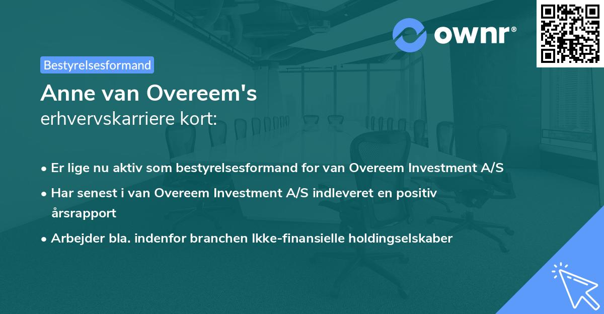 Anne van Overeem's erhvervskarriere kort