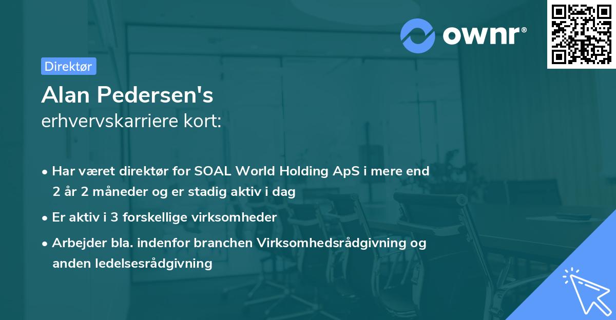 Alan Pedersen's erhvervskarriere kort