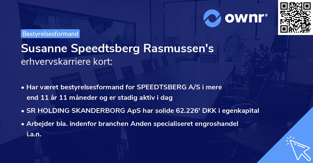 Susanne Speedtsberg Rasmussen's erhvervskarriere kort