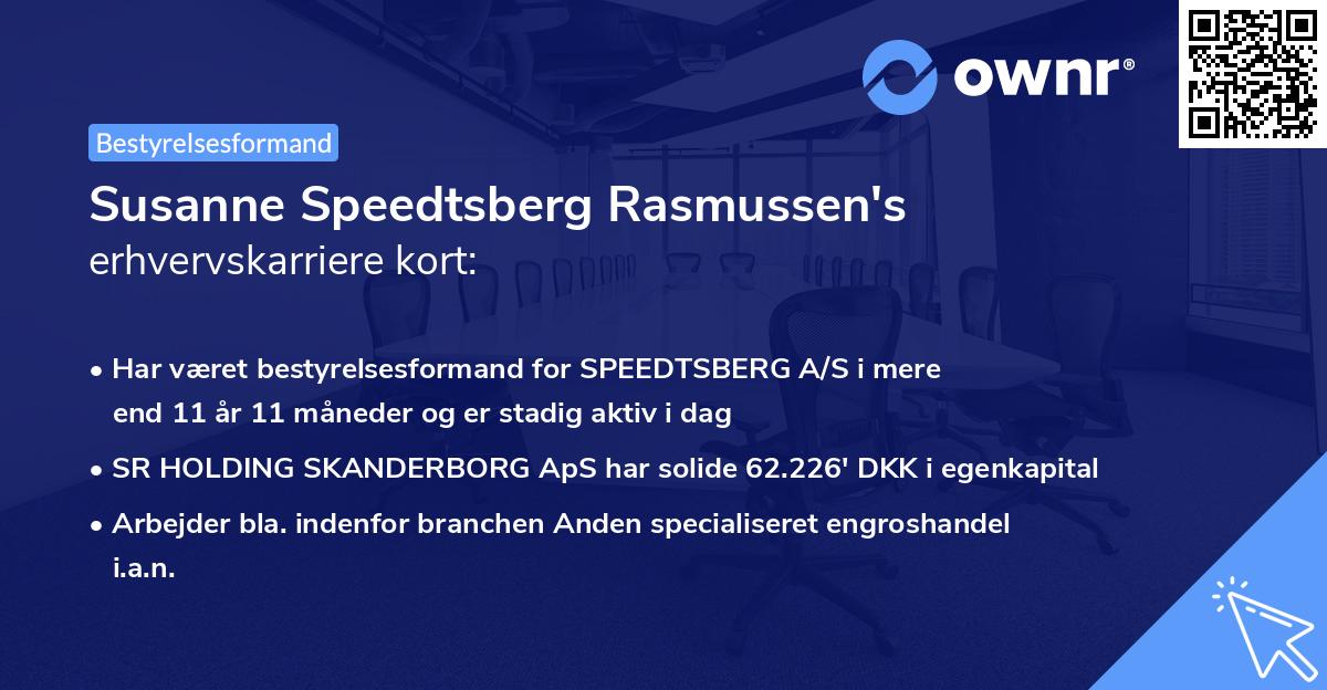 Susanne Speedtsberg Rasmussen's erhvervskarriere kort