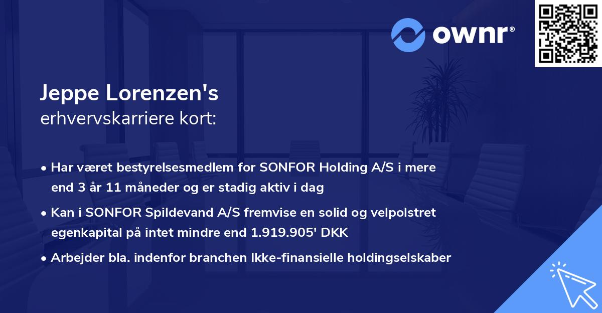 Jeppe Lorenzen's erhvervskarriere kort