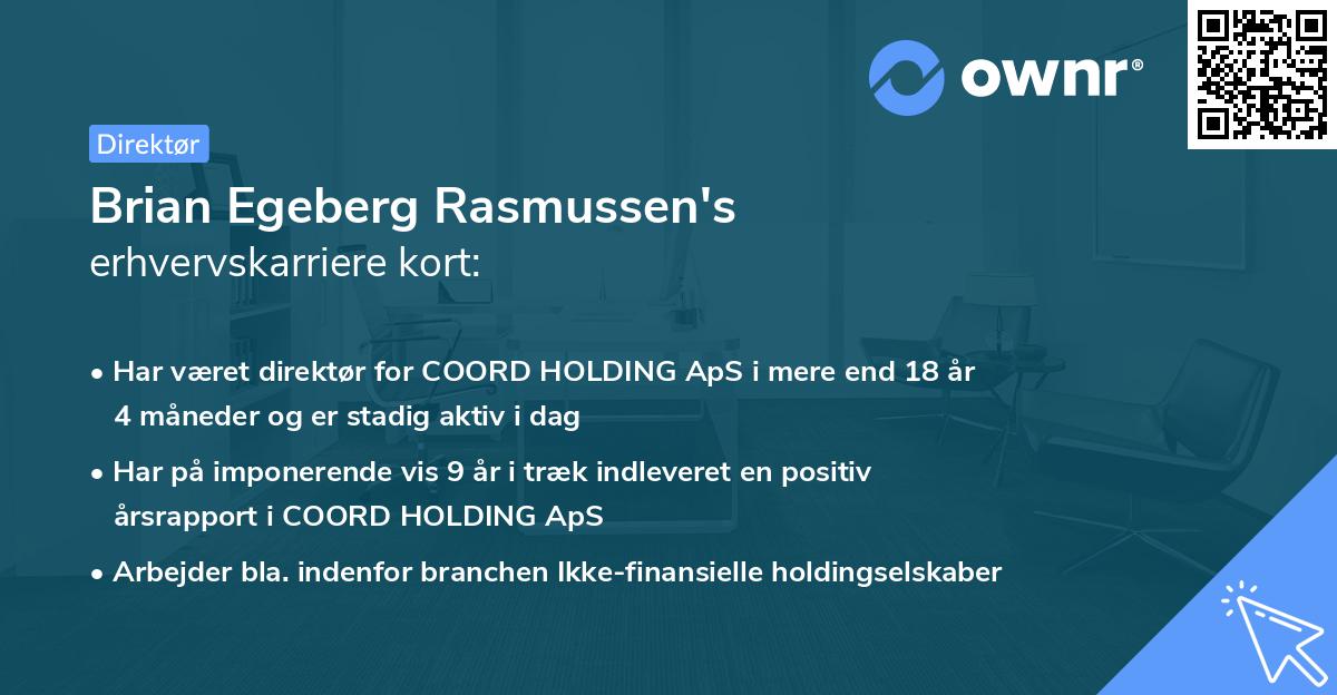 Brian Egeberg Rasmussen's erhvervskarriere kort