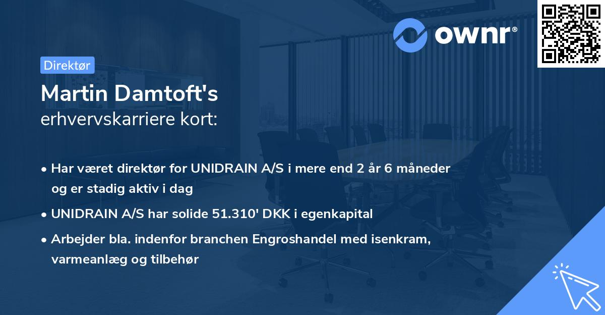 Martin Damtoft's erhvervskarriere kort