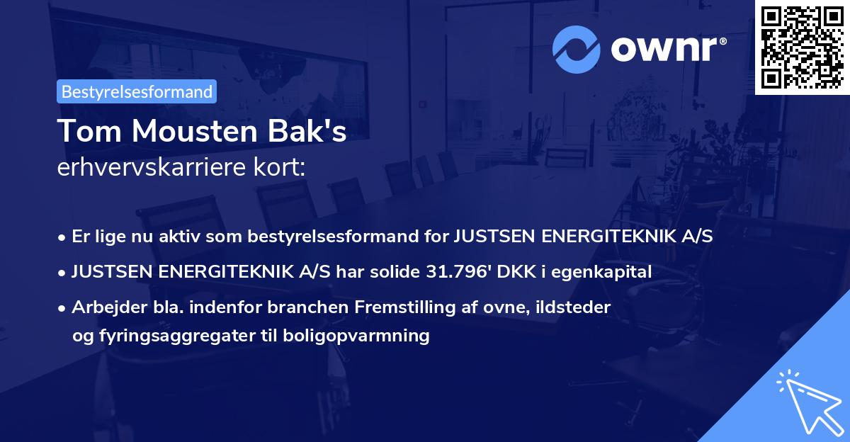 Tom Mousten Bak's erhvervskarriere kort