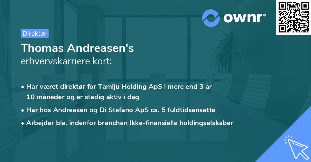 Thomas Andreasen's erhvervskarriere kort