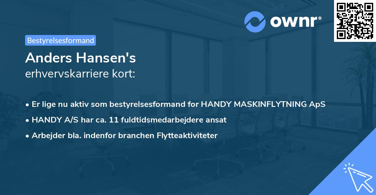 Anders Hansen's erhvervskarriere kort