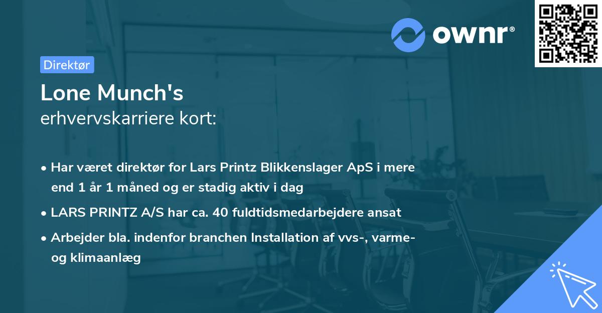Lone Munch's erhvervskarriere kort