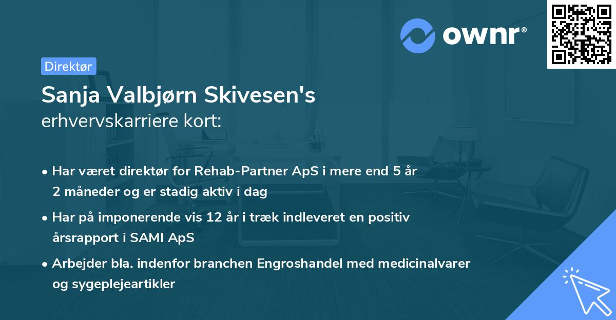 Sanja Valbjørn Skivesen's erhvervskarriere kort